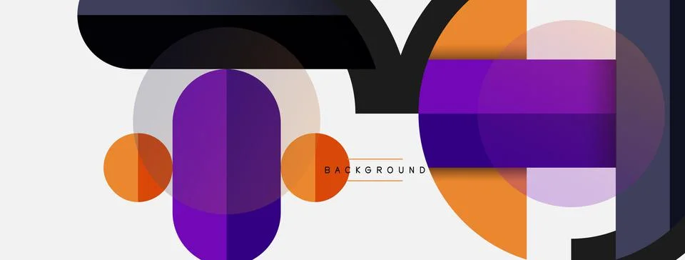 Geometric shapes composition abstract background. Circles lines and rectangles Illustrazione stock