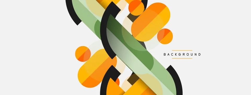 Geometric shapes composition abstract background. Circles lines and rectangles Stockillustratie