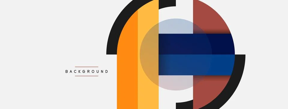 Geometric shapes composition abstract background. Circles lines and rectangles Illustrazione stock