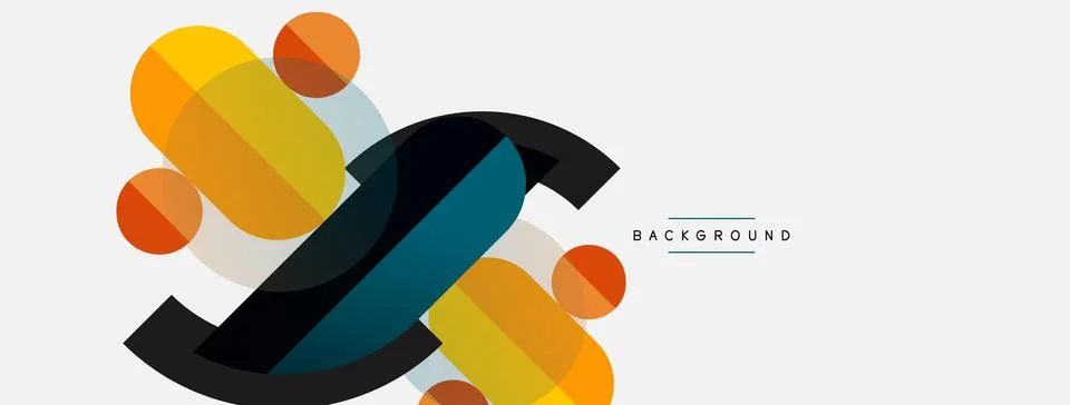 Geometric shapes composition abstract background. Circles lines and rectangles Stock Illustration