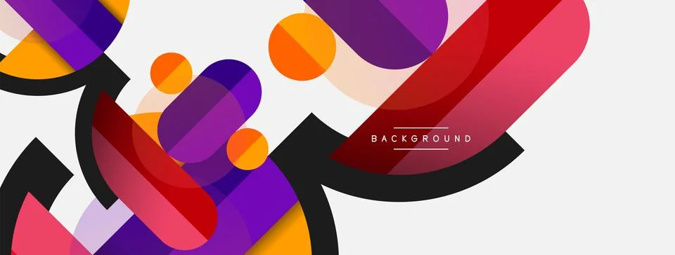 Geometric shapes composition abstract background. Circles lines and rectangles Stock Illustration