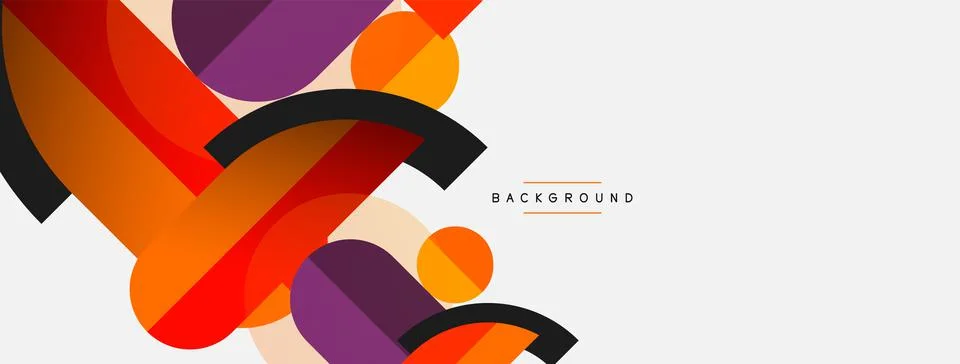 Geometric shapes composition abstract background. Circles lines and rectangles Illustrazione stock