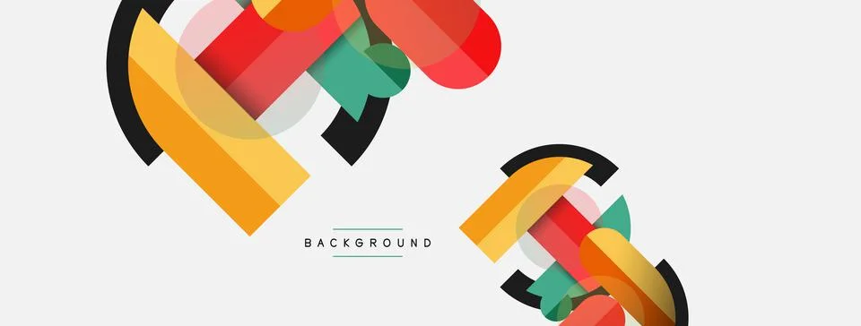 Geometric shapes composition abstract background. Circles lines and rectangles イラスト素材
