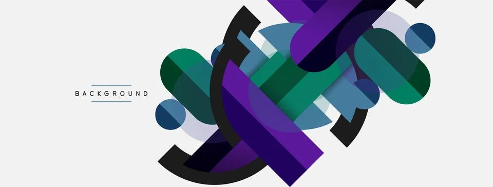 Geometric shapes composition abstract background. Circles lines and rectangles Stock Illustration