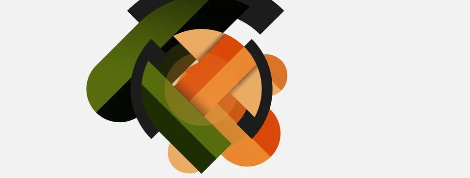 Geometric shapes composition abstract background. Circles lines and rectangles Stock Illustration