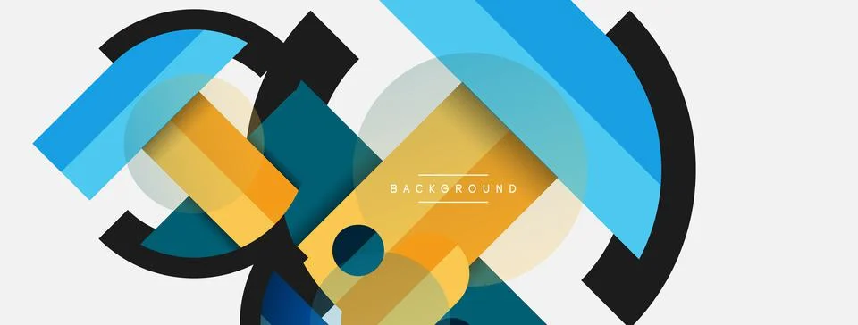 Geometric shapes composition abstract background. Circles lines and rectangles Illustration