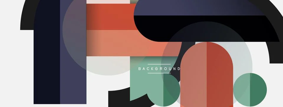 Geometric shapes composition abstract background. Circles lines and rectangles Stock Illustration