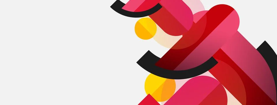 Geometric shapes composition abstract background. Circles lines and rectangles Illustrazione stock