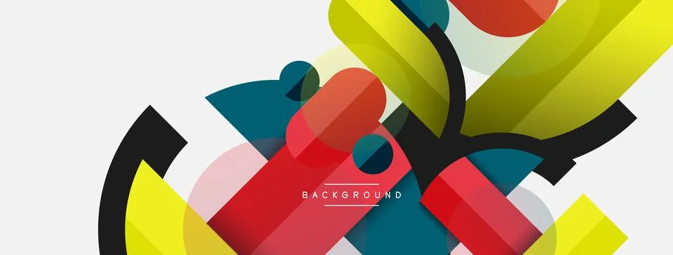 Geometric shapes composition abstract background. Circles lines and rectangles 스톡 일러스트