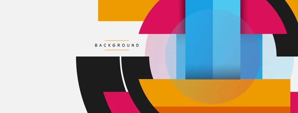 Geometric shapes composition abstract background. Circles lines and rectangles Stock Illustration