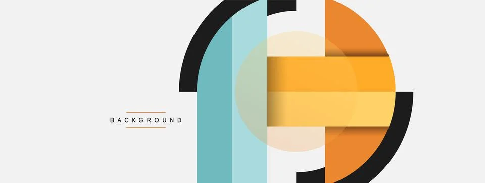 Geometric shapes composition abstract background. Circles lines and rectangles Illustrazione stock