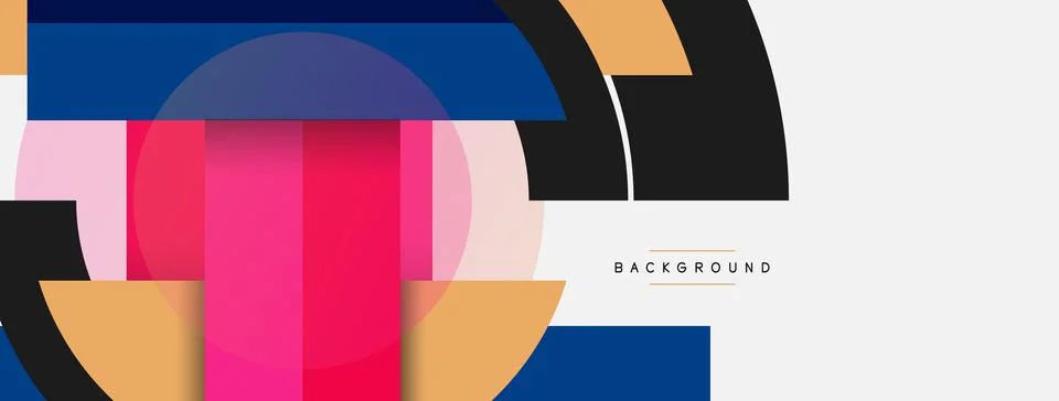 Geometric shapes composition abstract background. Circles lines and rectangles Stock Illustration