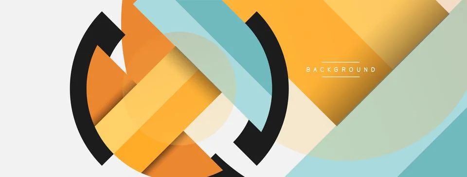 Geometric shapes composition abstract background. Circles lines and rectangles 库存插图
