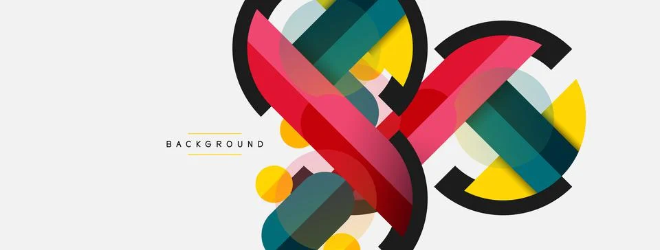 Geometric shapes composition abstract background. Circles lines and rectangles Illustrazione stock