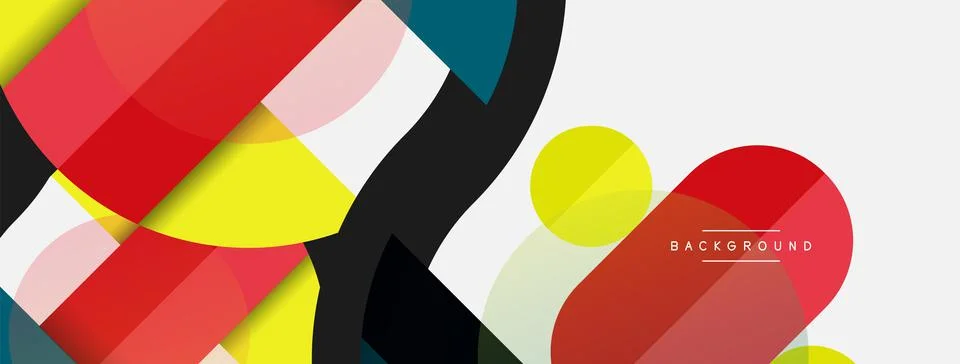 Geometric shapes composition abstract background. Circles lines and rectangles 스톡 일러스트