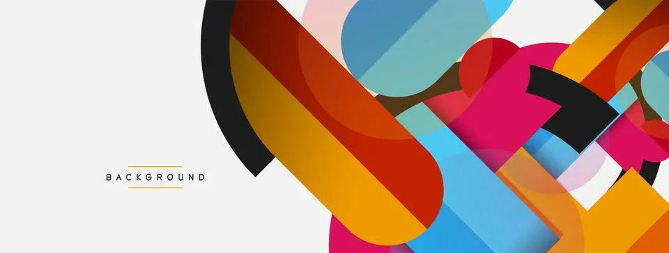 Geometric shapes composition abstract background. Circles lines and rectangles Stockillustratie