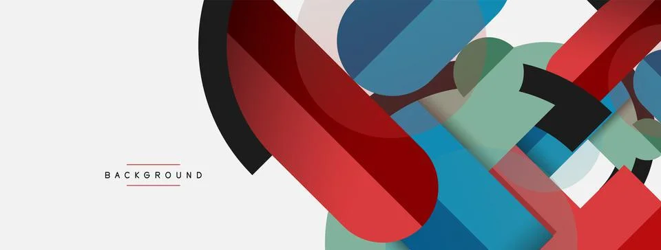 Geometric shapes composition abstract background. Circles lines and rectangles Illustrazione stock