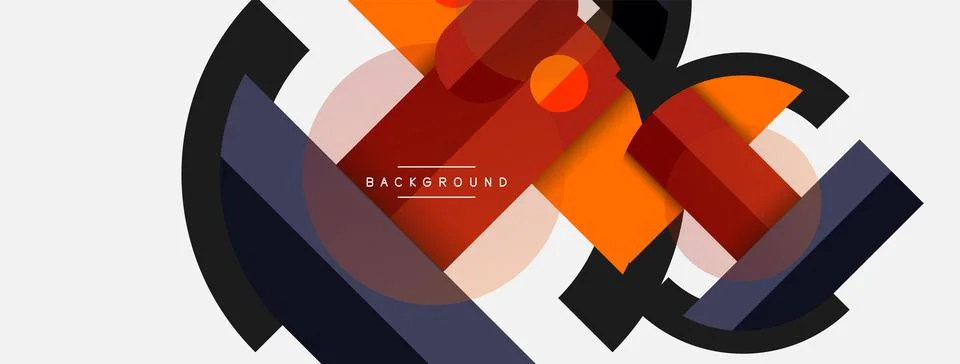 Geometric shapes composition abstract background. Circles lines and rectangles Stock Illustration