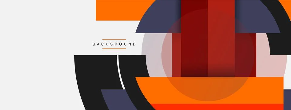 Geometric shapes composition abstract background. Circles lines and rectangles Stock Illustration