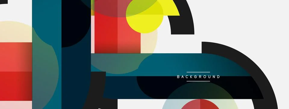 Geometric shapes composition abstract background. Circles lines and rectangles 스톡 일러스트