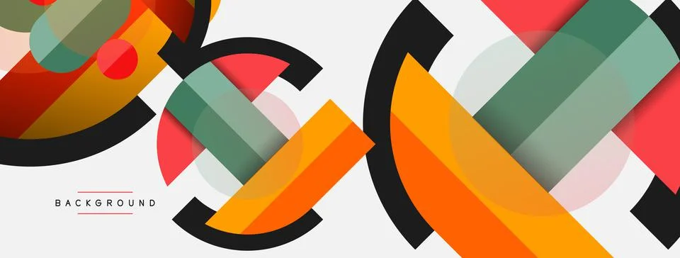 Geometric shapes composition abstract background. Circles lines and rectangles イラスト素材