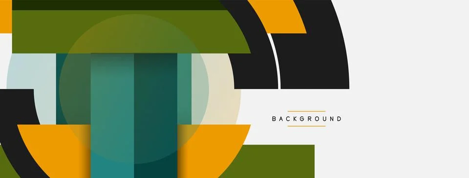 Geometric shapes composition abstract background. Circles lines and rectangles 库存插图