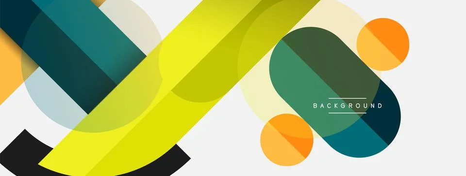 Geometric shapes composition abstract background. Circles lines and rectangles Illustration