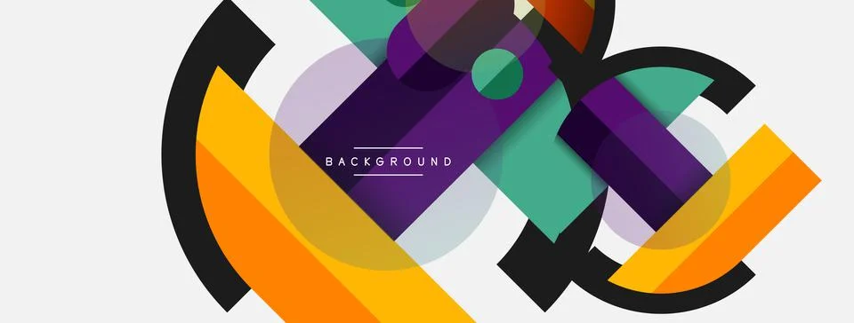 Geometric shapes composition abstract background. Circles lines and rectangles Stock Illustration