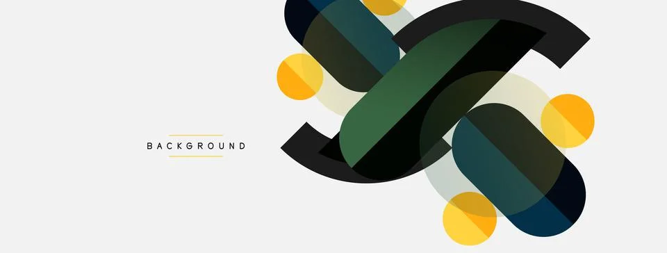 Geometric shapes composition abstract background. Circles lines and rectangles Stock Illustration