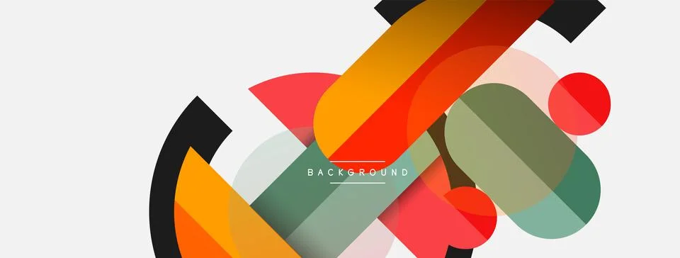 Geometric shapes composition abstract background. Circles lines and rectangles Stockillustratie