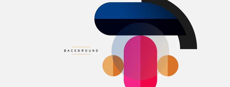 Geometric shapes composition abstract background. Circles lines and rectangles Illustrazione stock