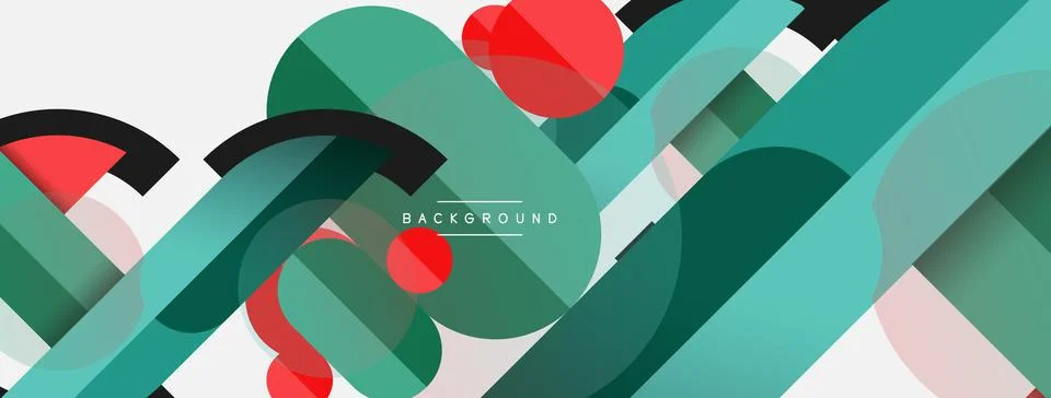 Geometric shapes composition abstract background. Circles lines and rectangles Illustrazione stock