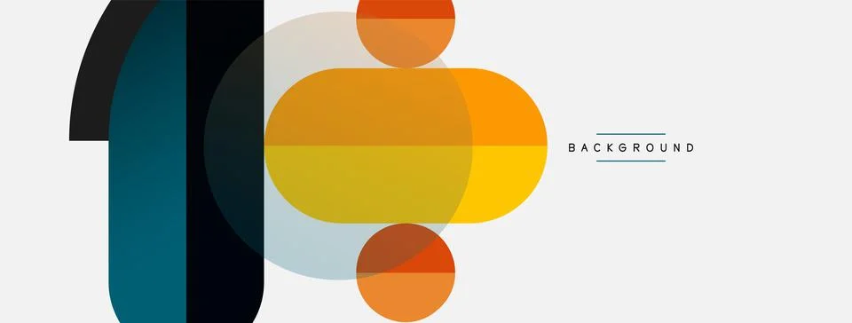Geometric shapes composition abstract background. Circles lines and rectangles Stock Illustration