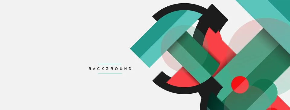 Geometric shapes composition abstract background. Circles lines and rectangles 스톡 일러스트