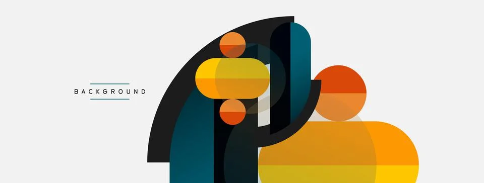 Geometric shapes composition abstract background. Circles lines and rectangles Illustrazione stock
