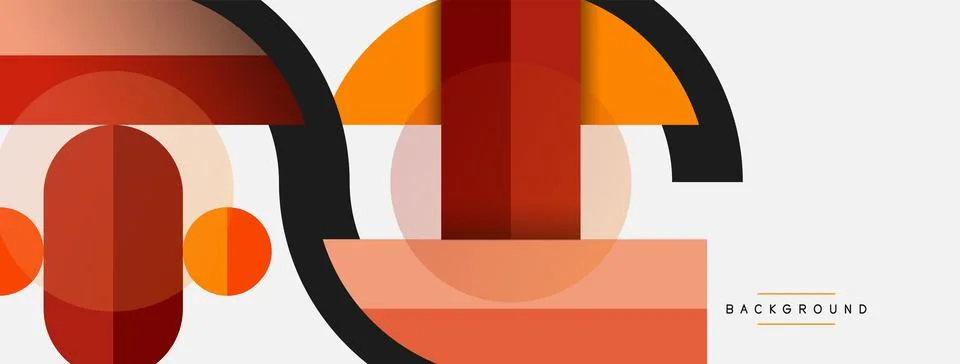 Geometric shapes composition abstract background. Circles lines and rectangles Illustrazione stock
