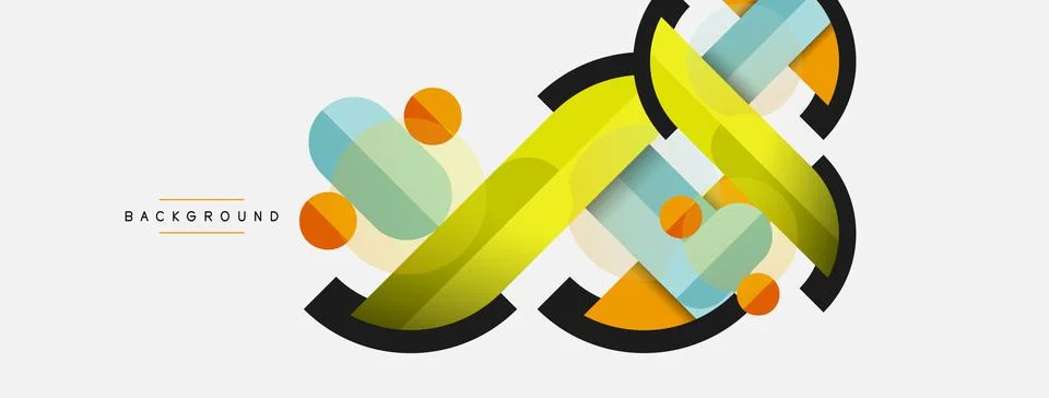 Geometric shapes composition abstract background. Circles lines and rectangles Stock Illustration