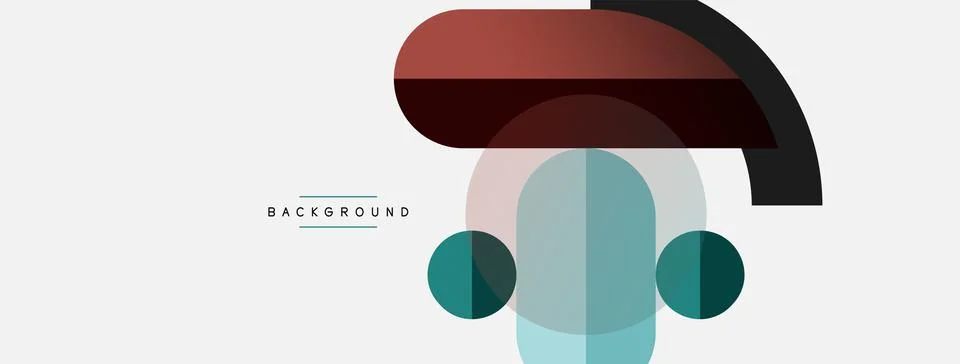 Geometric shapes composition abstract background. Circles lines and rectangles Stock Illustration