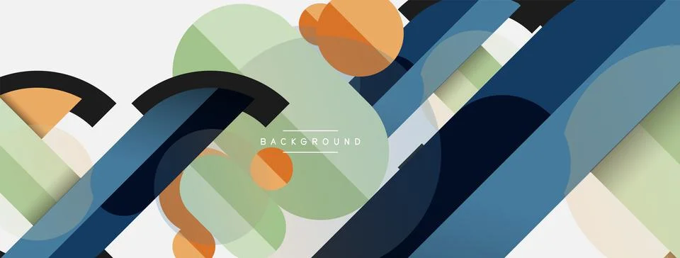 Geometric shapes composition abstract background. Circles lines and rectangles Illustrazione stock