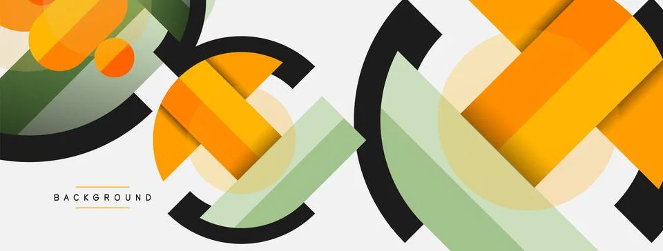 Geometric shapes composition abstract background. Circles lines and rectangles 库存插图