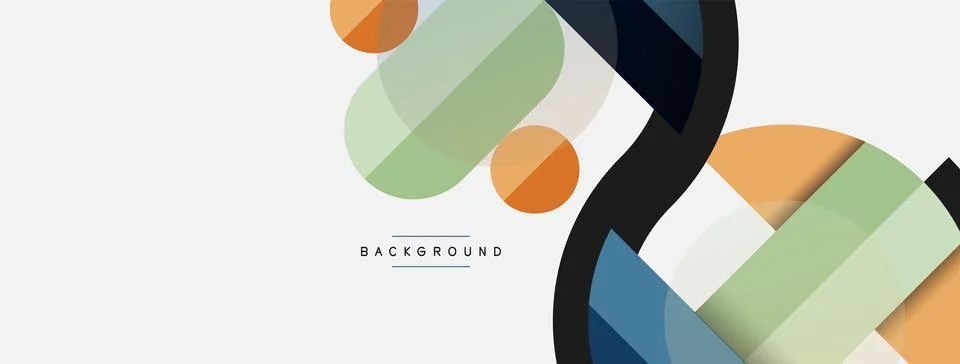 Geometric shapes composition abstract background. Circles lines and rectangles Illustrazione stock