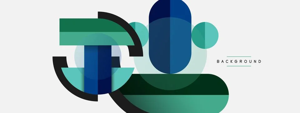 Geometric shapes composition abstract background. Circles lines and rectangles Illustrazione stock