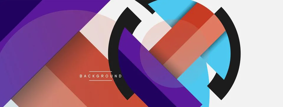 Geometric shapes composition abstract background. Circles lines and rectangles 库存插图