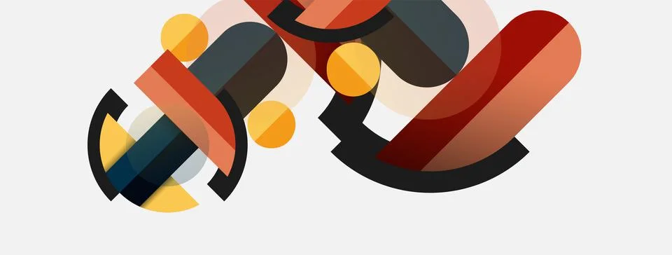 Geometric shapes composition abstract background. Circles lines and rectangles 스톡 일러스트
