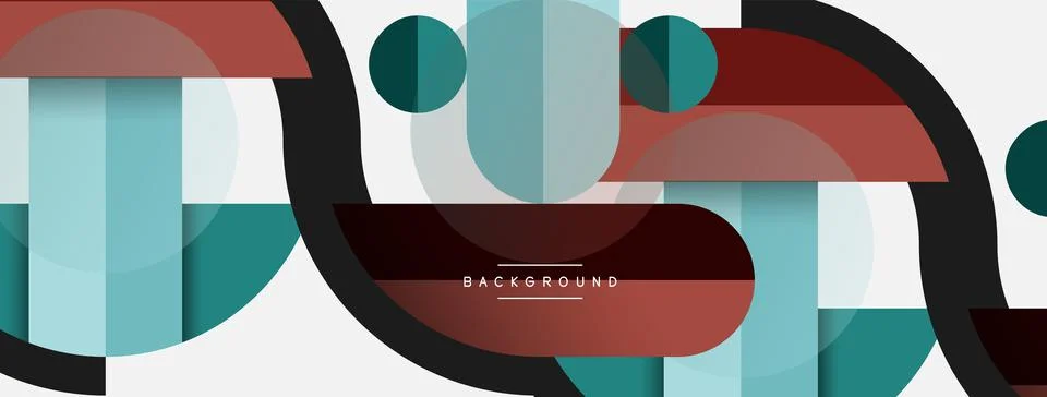 Geometric shapes composition abstract background. Circles lines and rectangles 스톡 일러스트