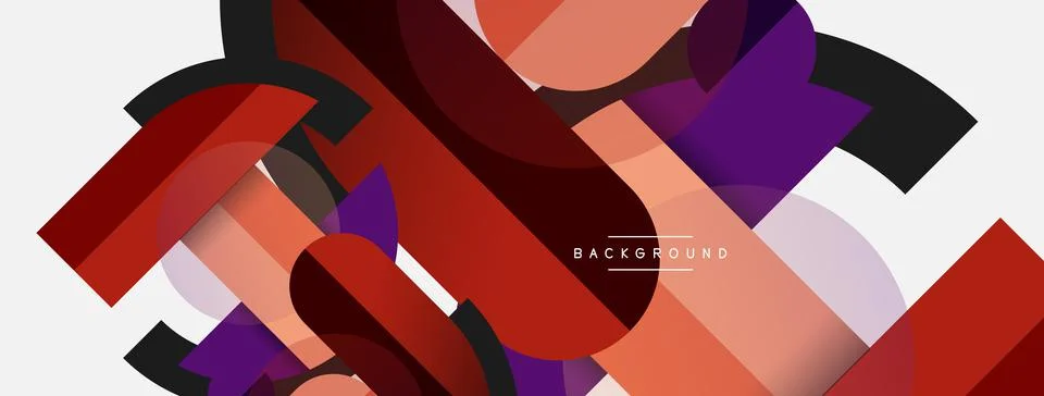 Geometric shapes composition abstract background. Circles lines and rectangles Stock Illustration