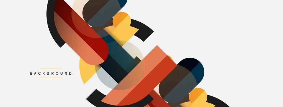 Geometric shapes composition abstract background. Circles lines and rectangles Illustrazione stock