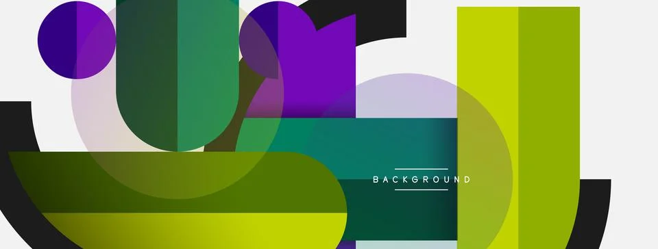 Geometric shapes composition abstract background. Circles lines and rectangles Stock Illustration