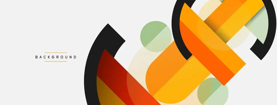 Geometric shapes composition abstract background. Circles lines and rectangles Stock Illustration