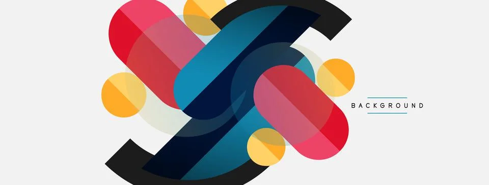 Geometric shapes composition abstract background. Circles lines and rectangles Stockillustratie